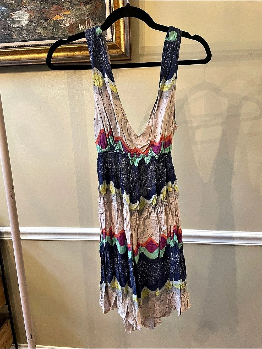 Free People Whisper Waves Mini Dress Blue & White